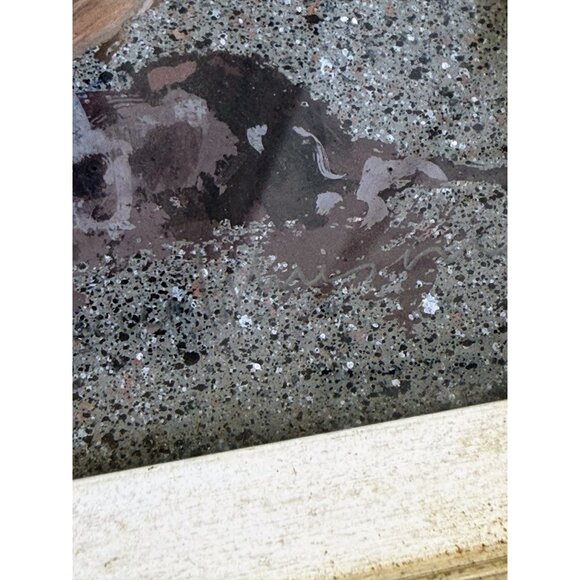 Vintage 40's Framed Acrylic Painting Creepy Victorian Girl Drinking Tea - Picture 11 of 16